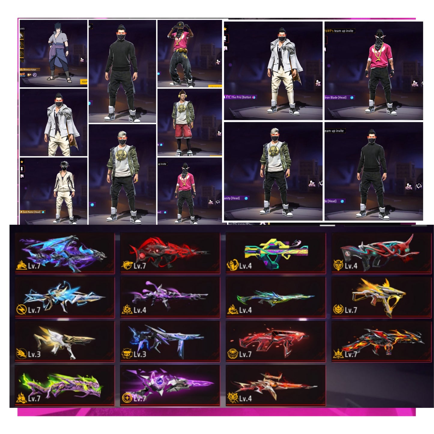 2ND ELITE BLACK HAIR COMBO WITH 7 EVO GUN MAX LEVEL